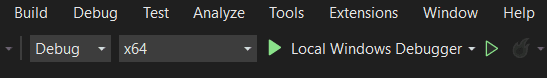 A screenshot of the visual studio debugger menu items
