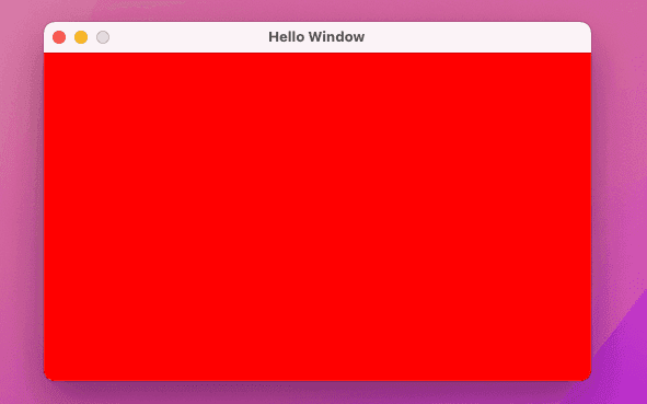 Screenshot of a window with a red background