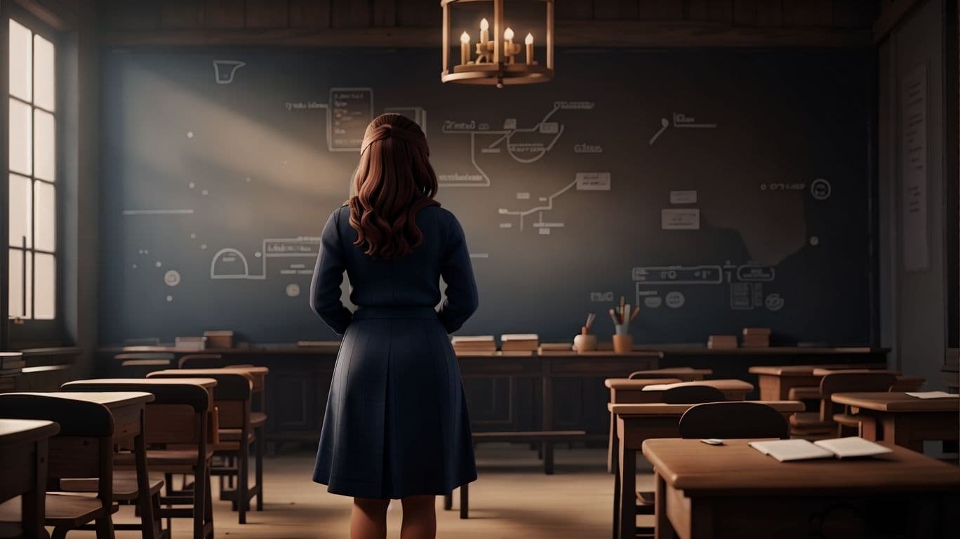 3D art of a teacher in a classroom