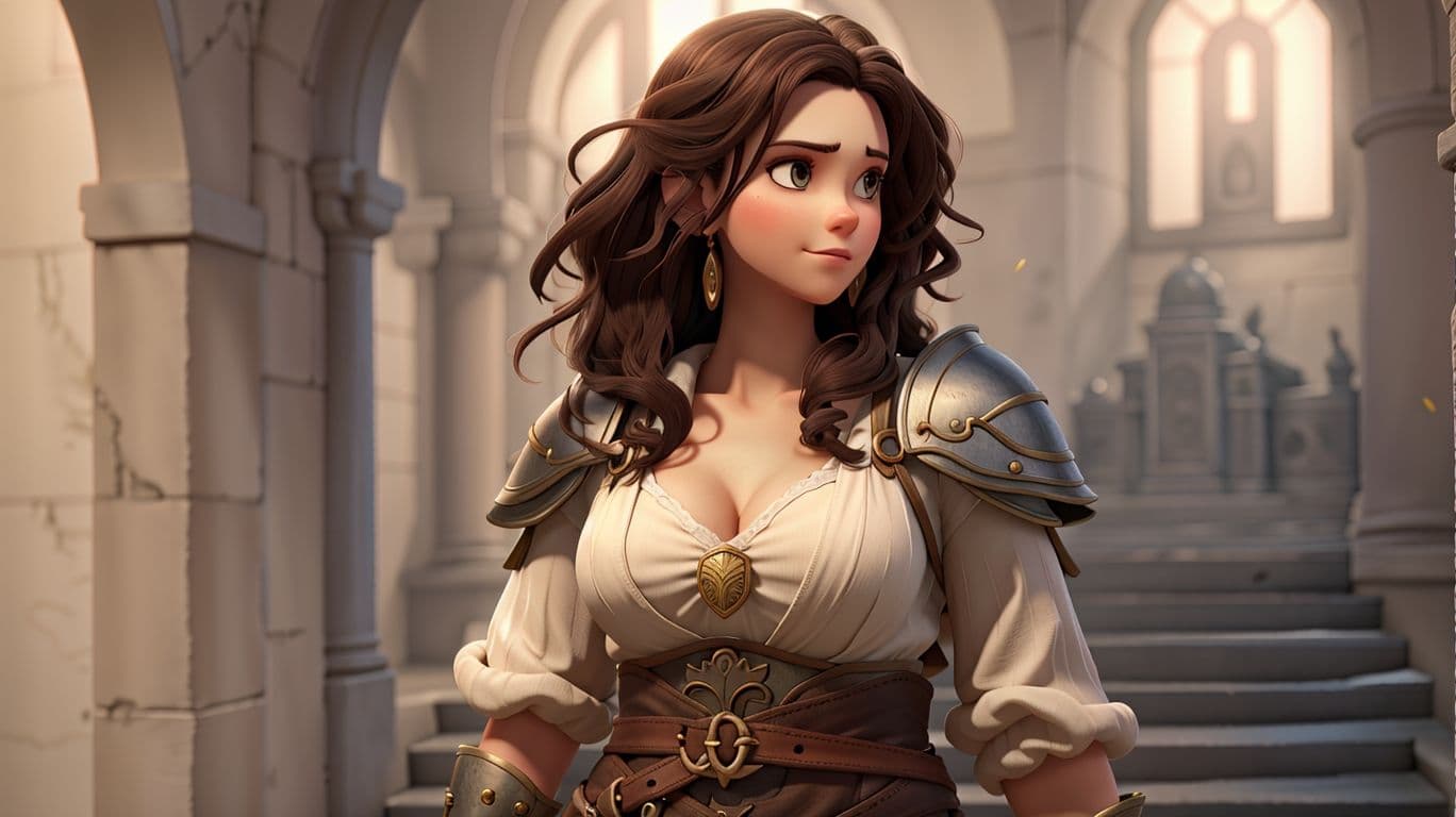 3D art showing a character in a fantasy environment