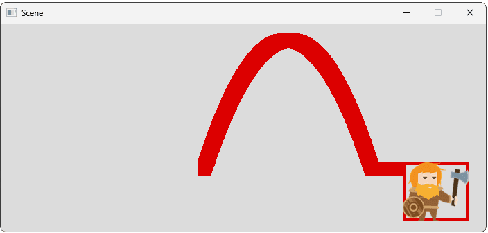 Screenshot showing our character moving with their bounding box