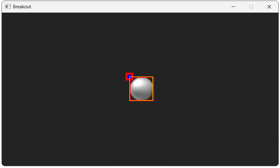 A screenshot of the ball rendered in the scene with debug helpers drawn
