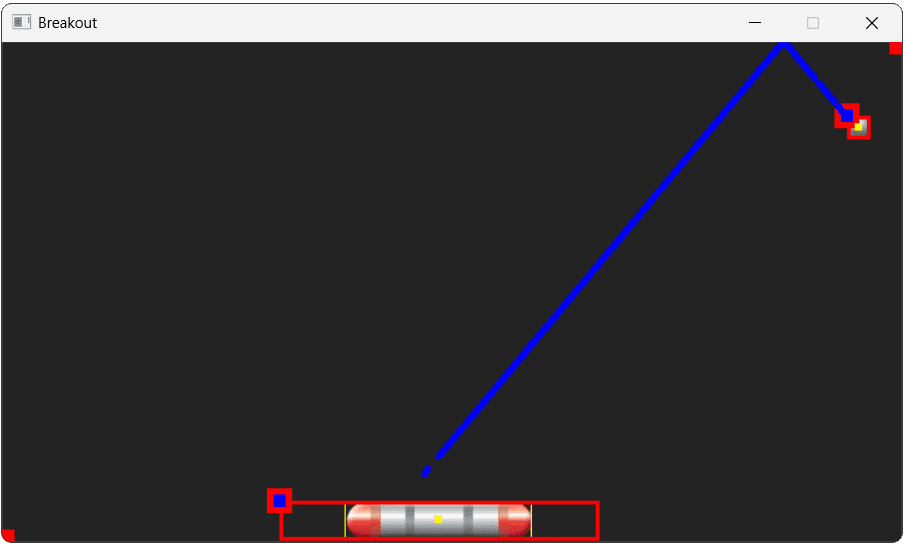 Screenshot showing the center of our colliders