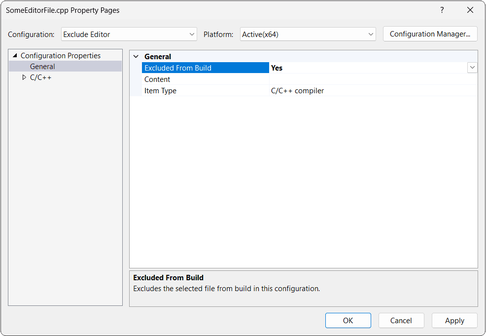 Screenshot showing excluding files in Visual Studio