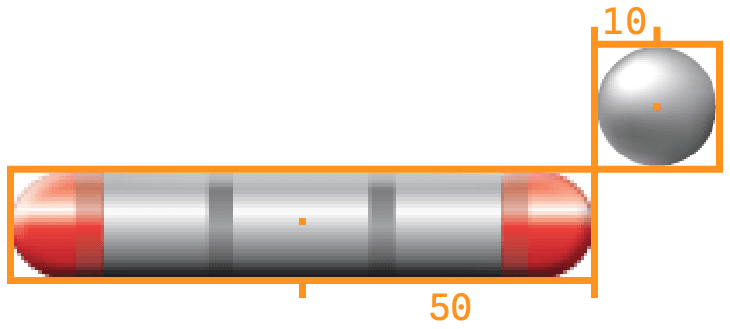 Diagram showing the hit range