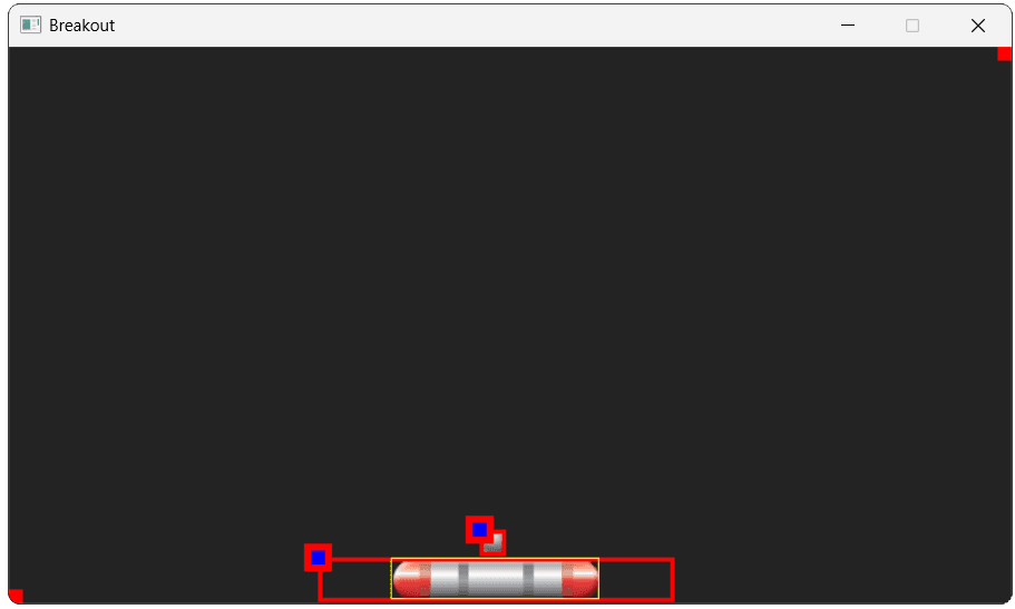 Screenshot of paddle drawn with debug helpers