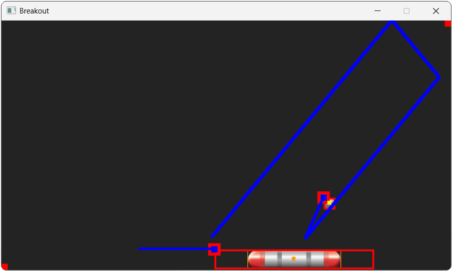Screenshot showing the paddle with the collider disabled