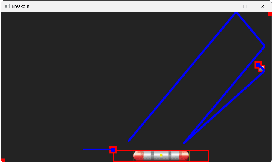 Screenshot showing the paddle influencing the ball direction