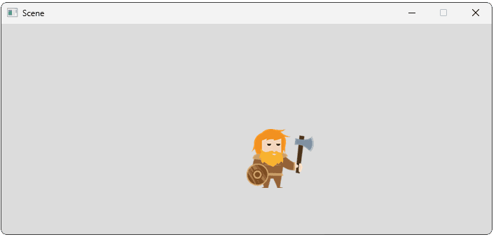 Screenshot showing our rendered scene with the camera following the dwarf