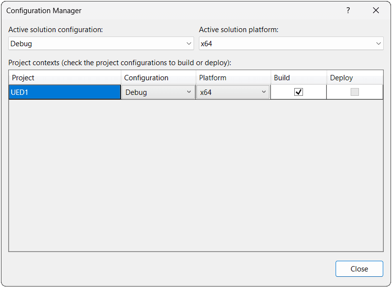 Visual Studio configuration manager