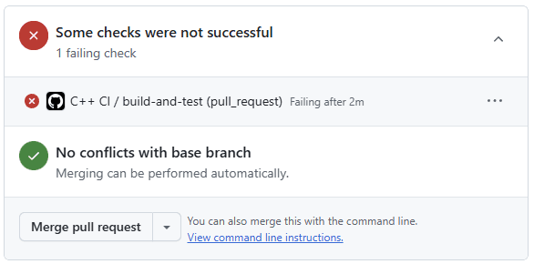 Screenshot of a failing GitHub Actions report on a PR