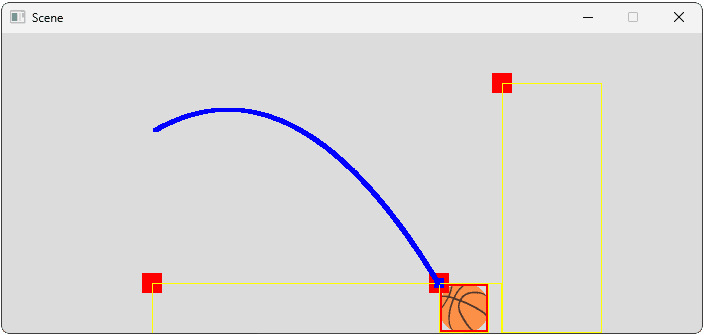 Screenshot showing ball falling through the floor
