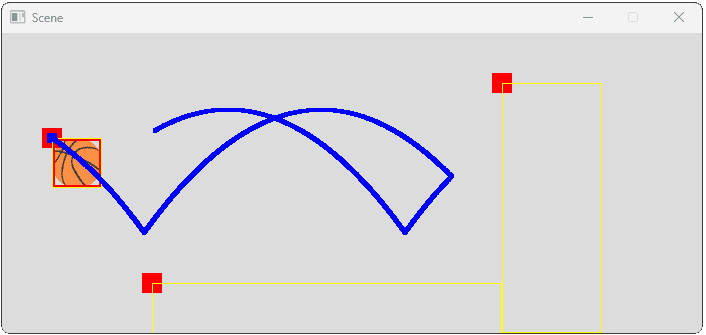 Screenshot showing our ball bouncing