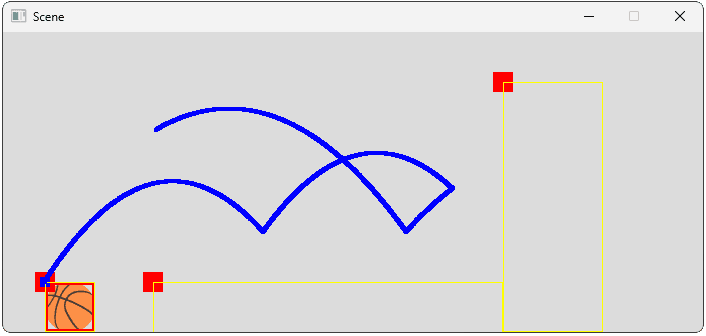 Screenshot showing our ball bouncing with dampening