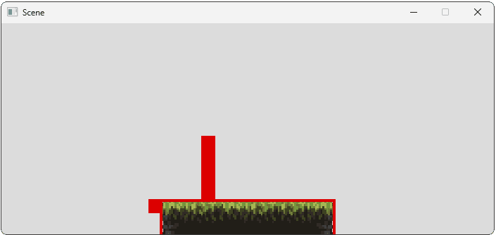 Image showing our scene with the player character falling through the floor