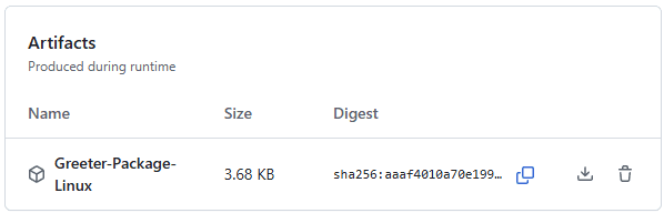 Screenshot showing the generated artifact