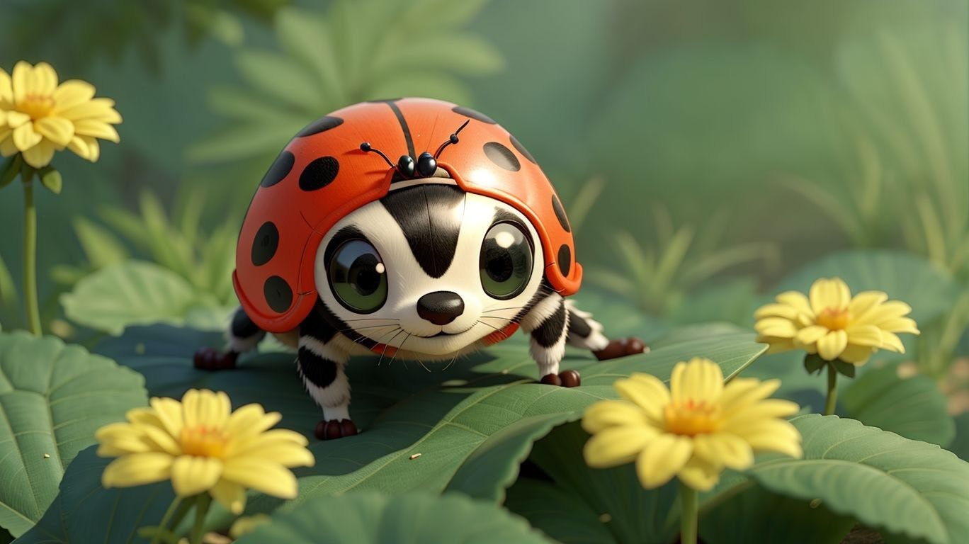 3D art showing a ladybug