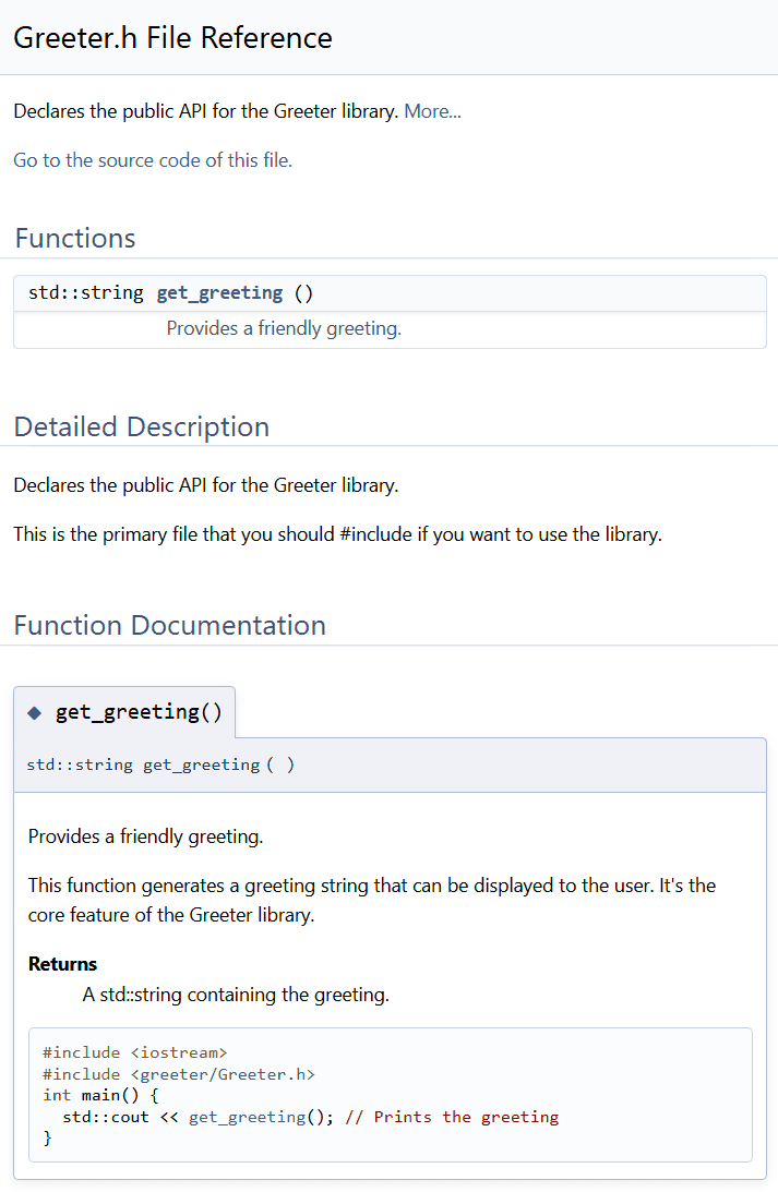 Screenshot of customized Doxygen output