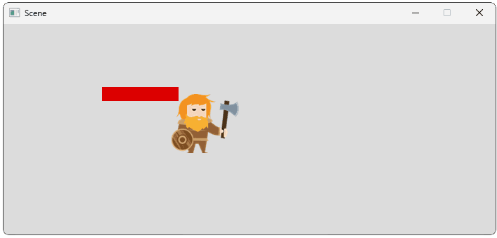 A screenshot of our scene showing the application of a force