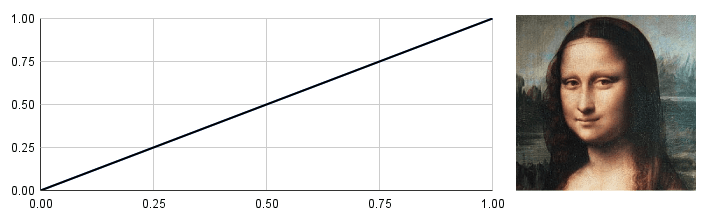 A gamma curve with a gamma value of 1