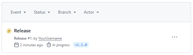 Screenshot showing the release workflow running