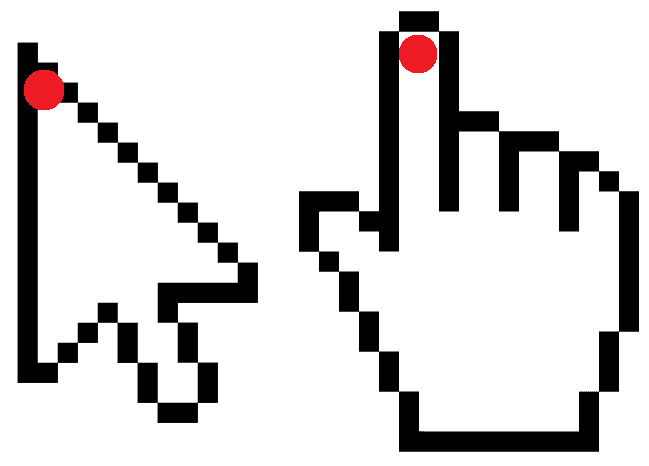Image showing two cursors with their hot spots highlighted