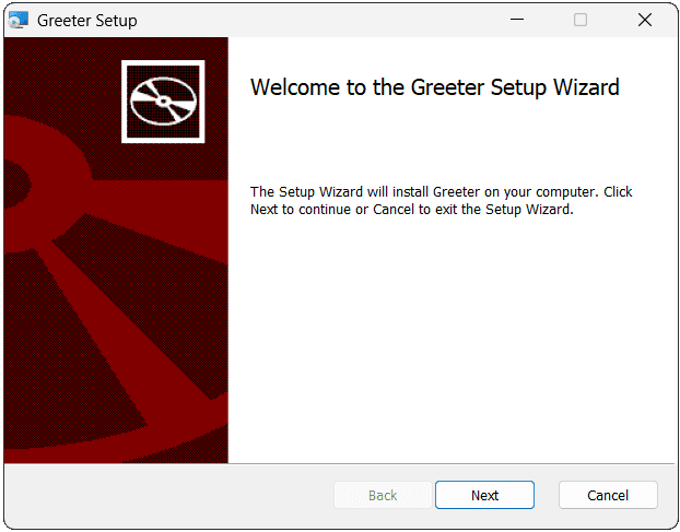 Screenshot showing the first screen of the installer