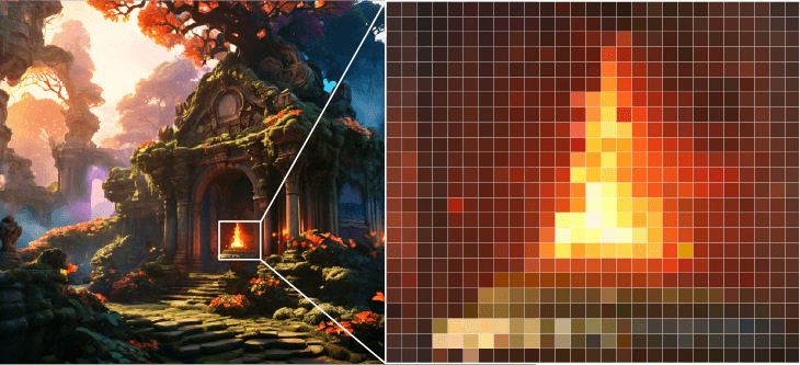 Showing the pixels of an image