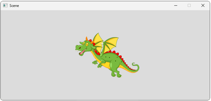 Screenshot of the scene with the dragon in the center