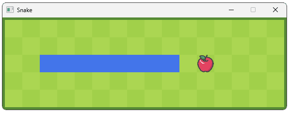 Screenshot of the snake stretching towards the apple