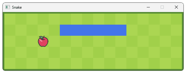 Screenshot of the snake consuming apples and growing longer