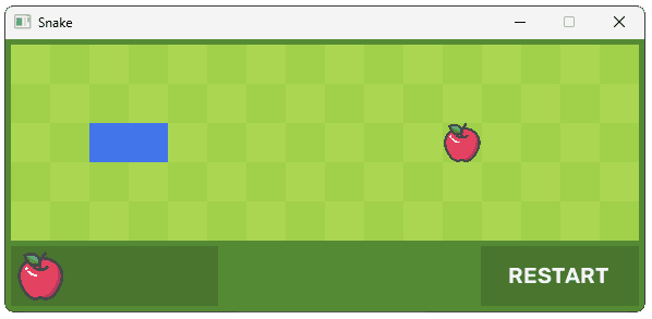 Screenshot showing our score counter background with an apple icon in the bottom left of the UI