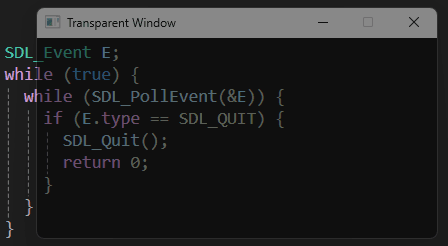 Screenshot showing a semitransparant window