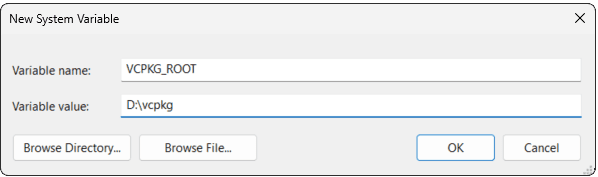 Screenshot of an environment variable being set in Windows