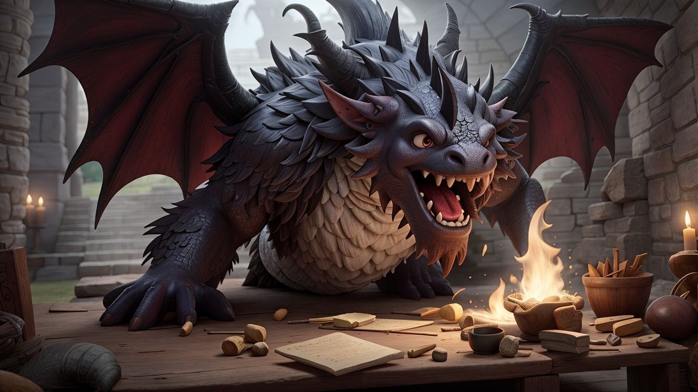 Art showing a 3D dragon